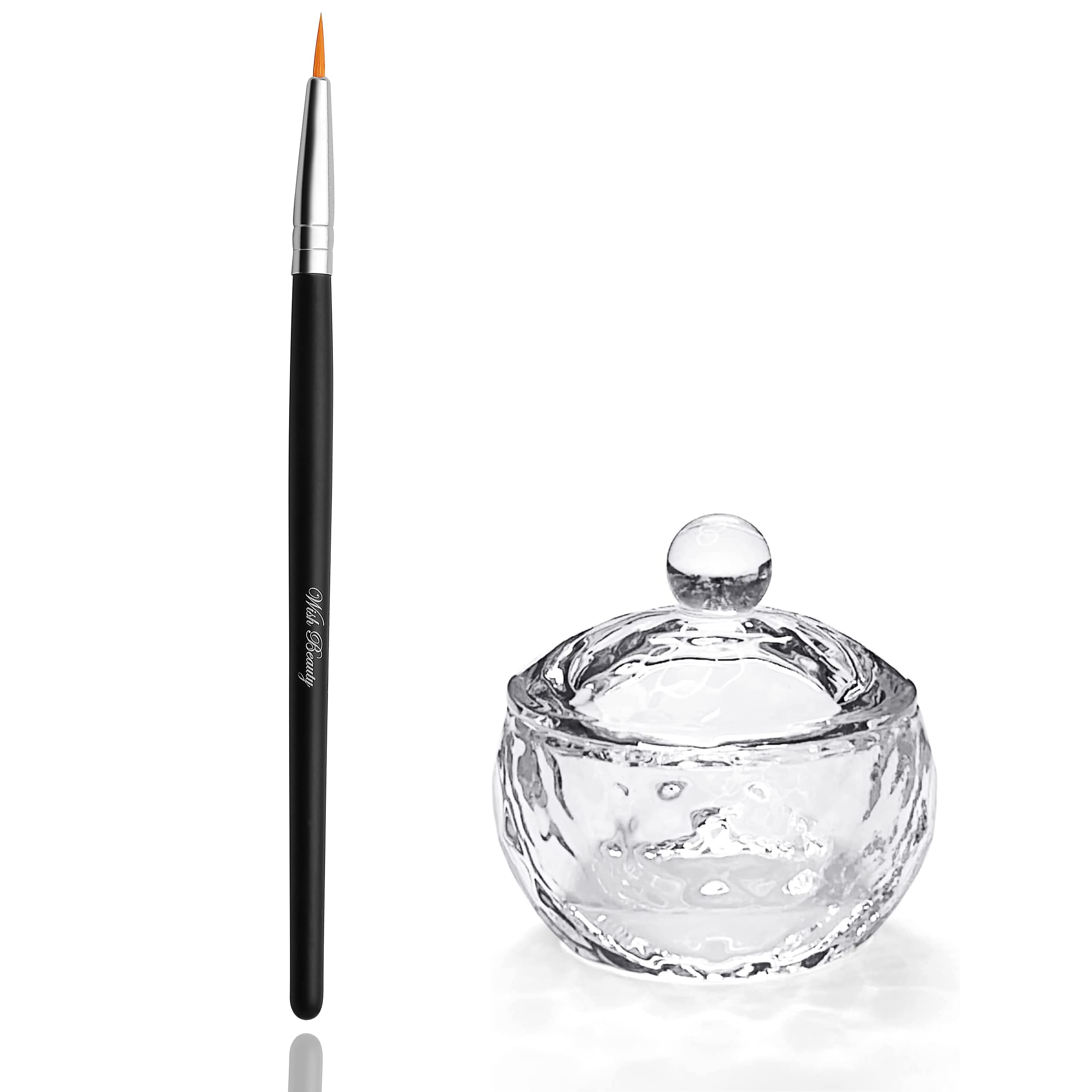 Glamified, glam Crystal Clear Acrylic Liquid Powder Glass Dappen Dish Glass Tint Lash Brush + Round Dappen Mixing Dish | Eyelash Eyebrow Tinting Tint (Tint Brush + Round Dappen Dish)