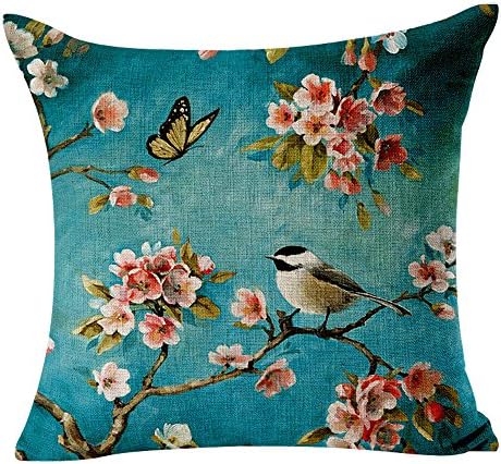 YOYOU Indoor Square Pillowslip Songbird and Pink Cherry Blossom Modern Pillow Covers (AA1)