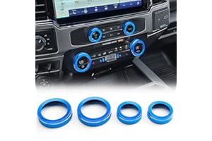 Auovo AC Knob Covers Compatible with Ford F150 Super Duty F250 F350 F450 2022 2023 - 4PCS Blue Audio Climate Control Rings