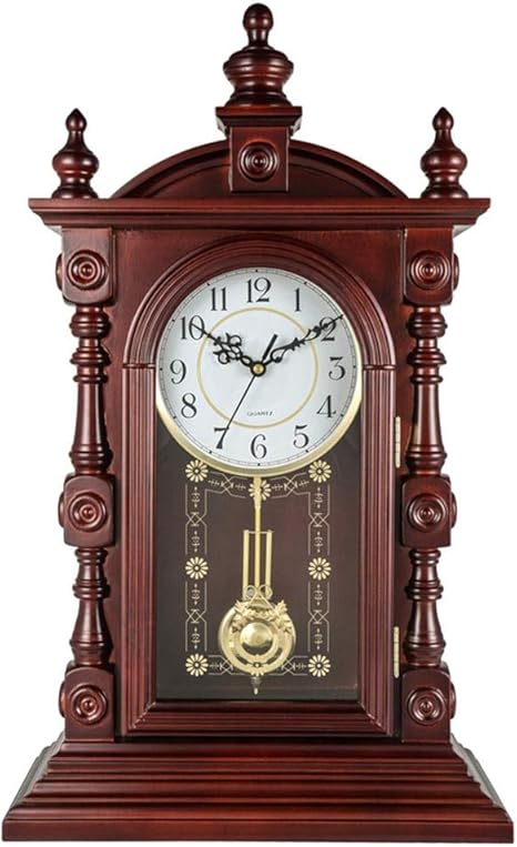 Amazon Com Desk Clock Grandfather Clock Table Clocks For Living Room Decor Pendulum Battery Operated Non Ticking Silent Bedroom Solid Wood Music Large Wall Clock Home Kitchen