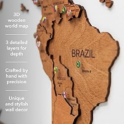 Enjoy The Wood 3D Wood World Map Wall Art Large