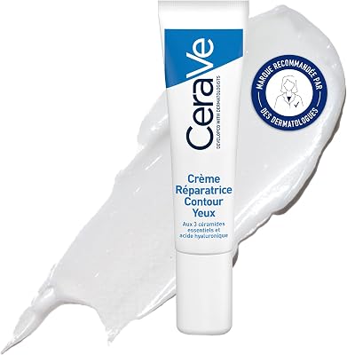 - Crème Réparatrice Contour des Yeux, Crème Contour des Yeux, Formule Hydratante, Anti-Poches, Acide Hyaluronique et Céramides, Hydratation 24h, Contours Yeux Secs