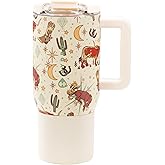 HydroJug Coffee Traveler 20 oz - Leak-Resistant, Ceramic-Lined Insulated Travel Coffee Mug for Hot or Cold Drinks with Flip Lid & Handle, Dishwasher Safe Coffee Tumbler, Rodeo