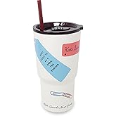 kate spade new york 20 Ounce Insulated Tumbler for Cold and Hot Drinks with Reusable Straw, Stainless Steel Travel Cup with Slide Top Lid (Book Club)