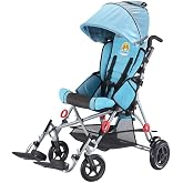 Special Needs Stroller for Big Kids up to 250 lbs - Smilez Adaptive Wheelchair Alternative, Lightweight Foldable, 5 Point Harness, Adjustable Recline, for Autism &amp; Disability, 12" 14" 16" 18" Seat