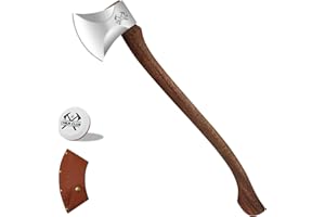34.3 Inch Professional Wood Splitting Axe, Wood Chopping Axe with Leather Sheath, Standing Ax, Tree Felling Axes, Springboard