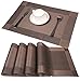 famibay PVC Place Mats - Heat Insulation PVC Placemats Stain-Resistant Woven Vinyl Table Mats for Kitchen Set of 4-30x45 cm (Brown)