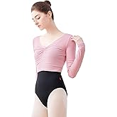 Avrigirl Knitted Ballet Wrap Tops Shirts Long Sleeve Pullover Dance Sweaters Overalls for Leotards