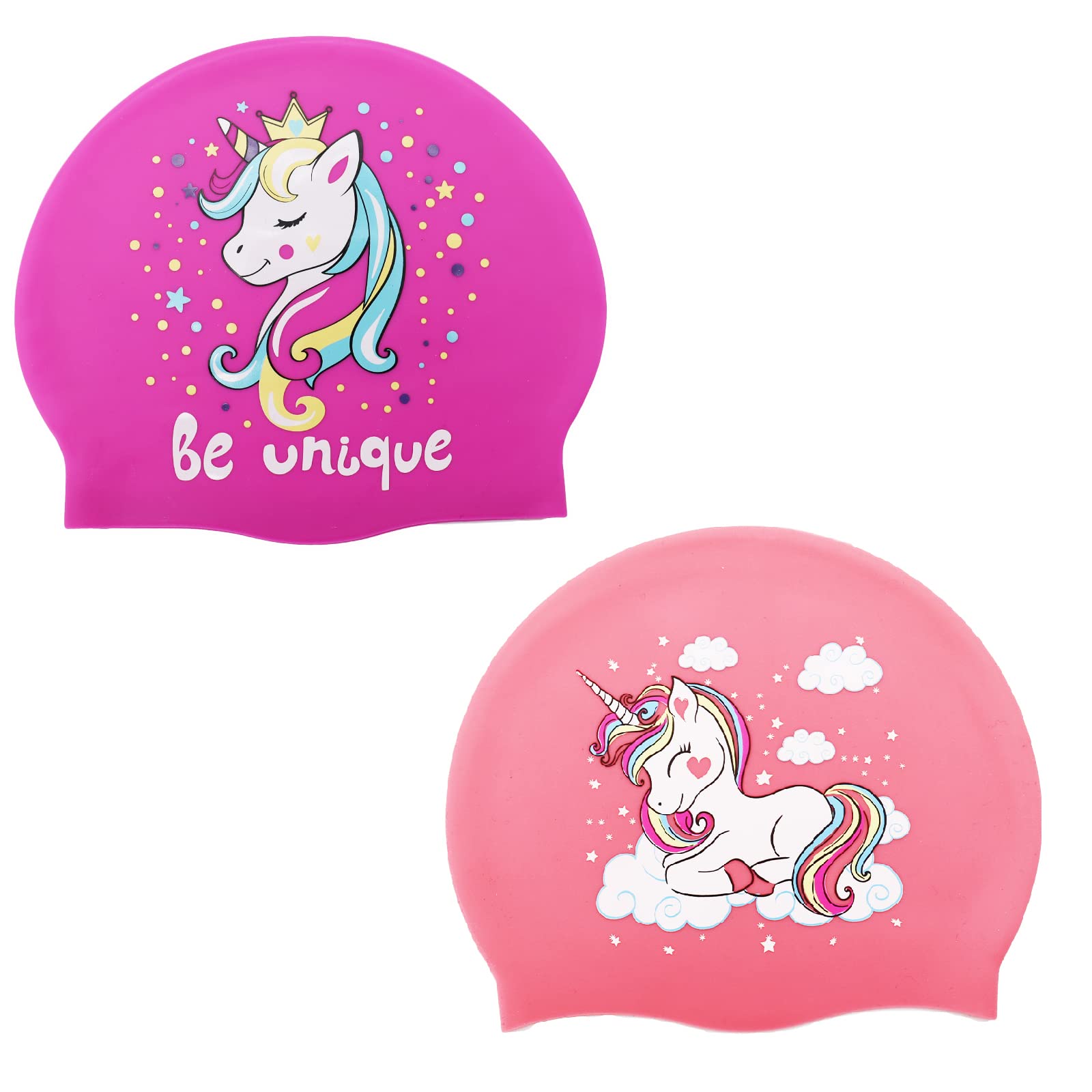 Ubaywey Silicone Kids Swimming Caps Swim Cap for Girls Children Durable Waterproof Swimming Hat Bathing Cap 15cm