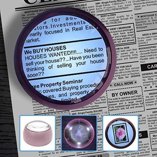 MagniPros 5X Ultra Bright LED Magnifying Glass Dome Magnifier with