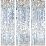 3 Pack Foil Curtains Metallic Foil Fringe Curtain