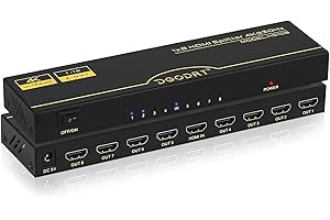 DGODRT 4K HDMI Splitter 1 in 8 Out, Support 4Kx2K@30Hz, HDCP, 3D, for Multi-Monitors HDTV DVD PS3/4 Fire Stick Projector Gaming Console