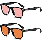 BRADDELL FL-41 Rose & FL-60 Wayfarer Blue Light Glasses for Migraine Light Sensitivity, Fluorescent LED Lighting & Concussion