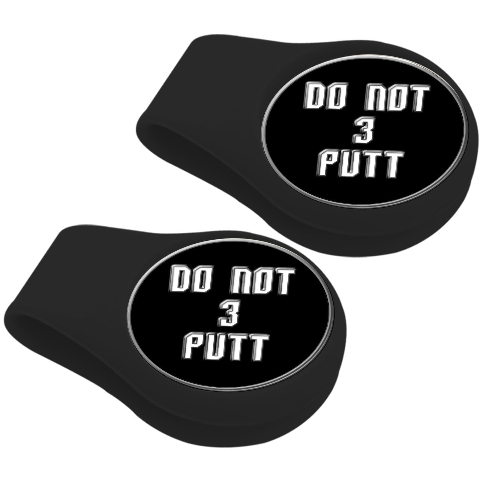 AMRTA Silicone Golf Hat Clip Holder 2 Pcs with 2 Ball Markers Magnetic for Putting Green, Personalised Golf Accessory Gifts for Golfer Men Women Ladies (BLACK+DO BLACK)