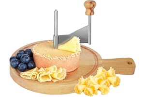 Cheese Curler, Stainless Steel Shaver, Wooden Slicer Board, for Cheese Wheel or Chocolate, to Create Beautiful Rose (Style wi