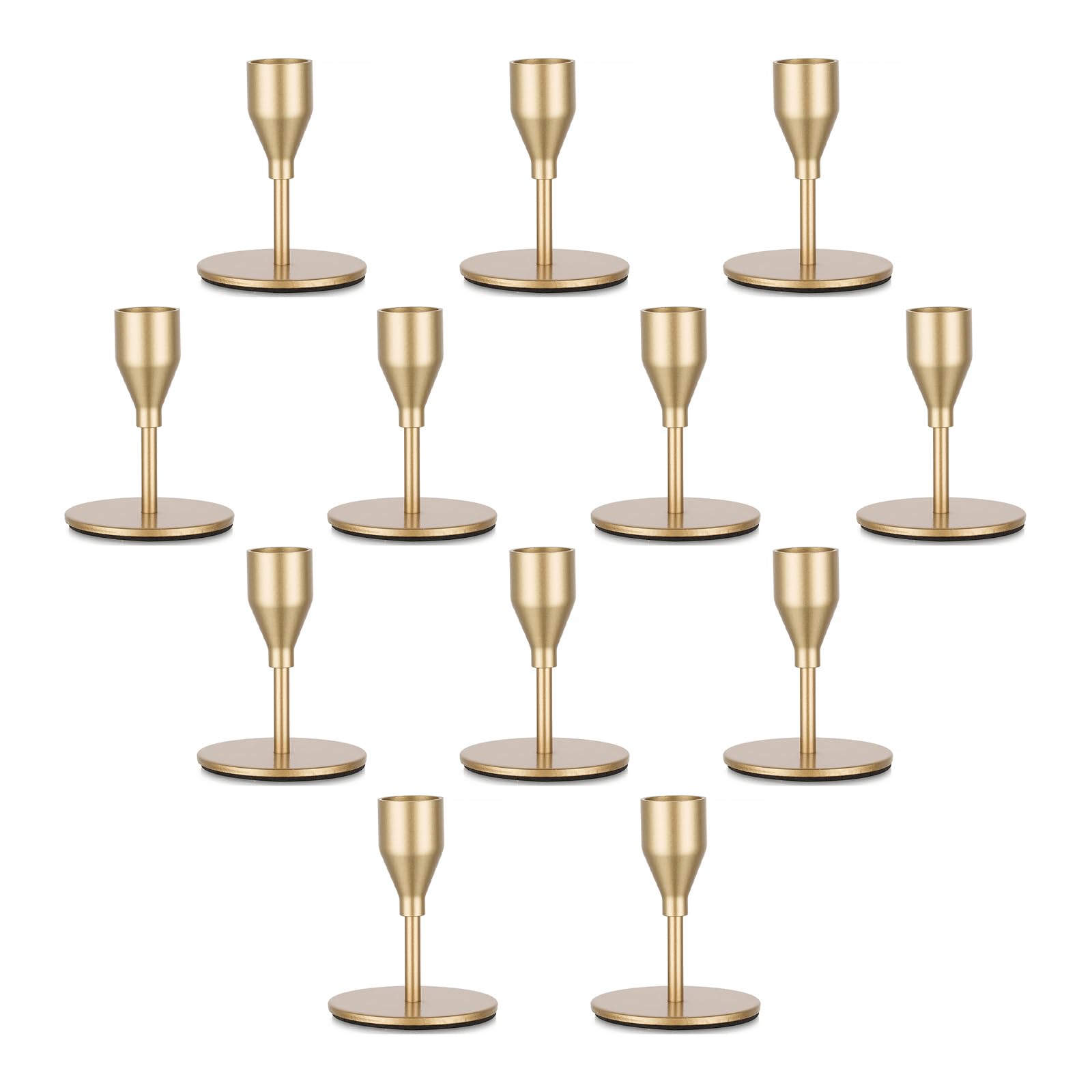 Candeldo Gold Candle Holders Candlestick: Set of 12 Candlestick Holders Taper Candle Holder Wedding Home Decor Table Centrepiece Metal Candle Sticks Holder Kitchen Table Christmas Decorations