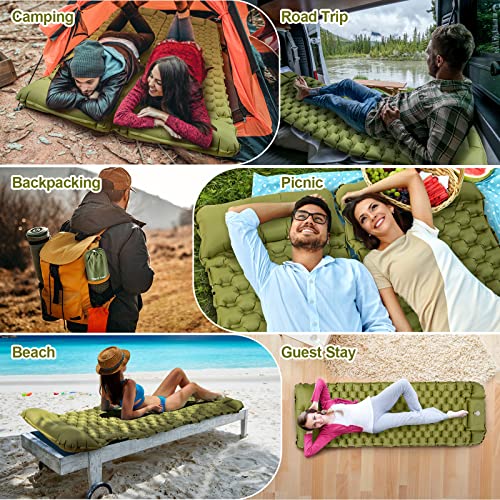 Night Cat Sleeping Air Pad with Pillow Inflatble Mat Mattress Bed for Camping Backpacking Hiking Traveling 195×65 cm