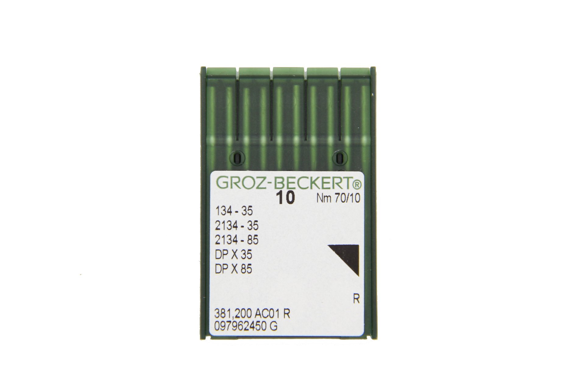 Groz-Beckert Pack of 10 Sewing Needles 134-35 with Round Piston and Bullet Tip for Industrial Sewing Machines (Nm. 70/10)