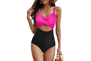 Women's One Piece Swimsuits Tummy Control High Waisted Bathing Suit Woman Wrap Tie Back High Cut Monokini