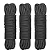 BONTIME All-Purpose Twisted Cotton Rope - 32 Feet Length,1/3 Inch Diameter,Black,Pack of 3