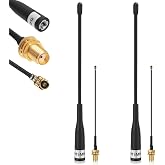 Meshnology 2Pcs 915MHz LoRa Antenna 10dBi Gain for Meshtastic Long Range | Soft Whip Antenna 19cm Omni SMA Male with Cable Extension Cord Black