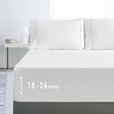 Sunflower Queen Fitted Sheet, 100% Cotton Sateen, White Striped | Extra Deep Fits 18"-24" Mattress, Jacquard Damask Sheets Soft, Luxury Hotel Quality, OEKO-TEX Certified, Head/Foot Tag