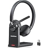 Wireless Headset with Mic for Work, Bluetooth 5.3 Headset with AI Noise Cancelling Microphone & Call Reminder, Wireless Headphone with Voice Assistant for PC/Computer/Remote Work/Call Center/Zoom