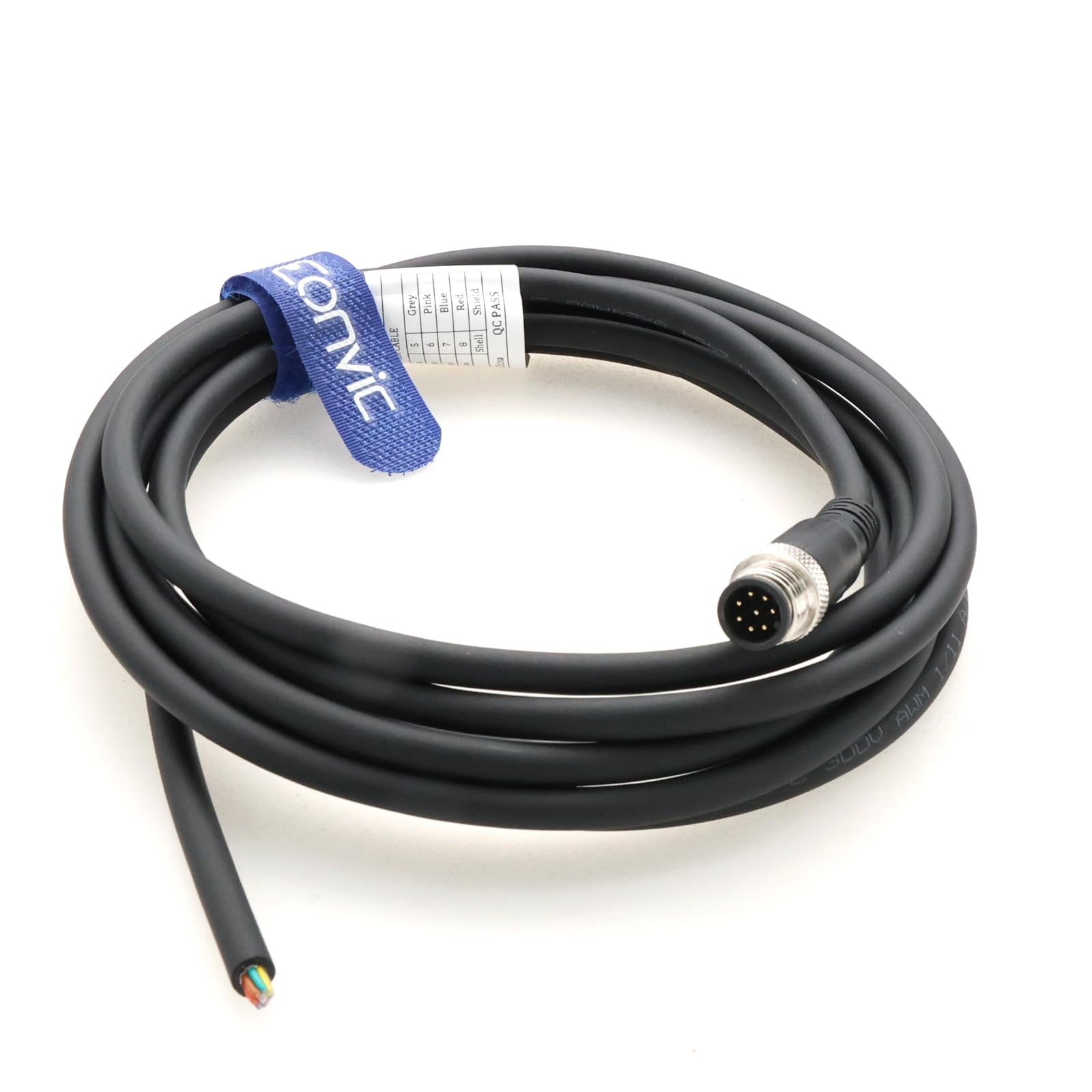 EONVIC Eonvic M12 8 Pin Straight Male Sensor Connector Aviation Cable Shielded Electrical Wire Industrial Sensor Connector 1M