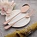 Onlycooker 10.5-inch 4 Piece Serving Fork and Serving Spoon Flatware Silverware Set Service for 2 Stainless Steel Cutlery Dishwasher Safe (Rose Gold)