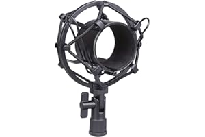 Koolertron Microphone Shock Mount,Mic Clip Holder,Universal 50MM Anti-Vibration Mic Holder for 48MM-54mm Diameter Studio Condenser Mic (Black)