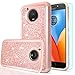 LeYi for Moto E4 Plus Case (USA Version) (Not fit Moto E4) with Tempered Glass Screen Protector [2 Pack], Glitter Bling Girls Women Heavy Duty Phone Case for Motorola Moto E Plus (4th Gen) Rose Gold