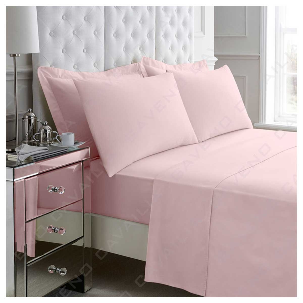 Gaveno Cavalia Luxury NON-IRON POLY COTTON PERCALE FLAT SHEET Pink Double