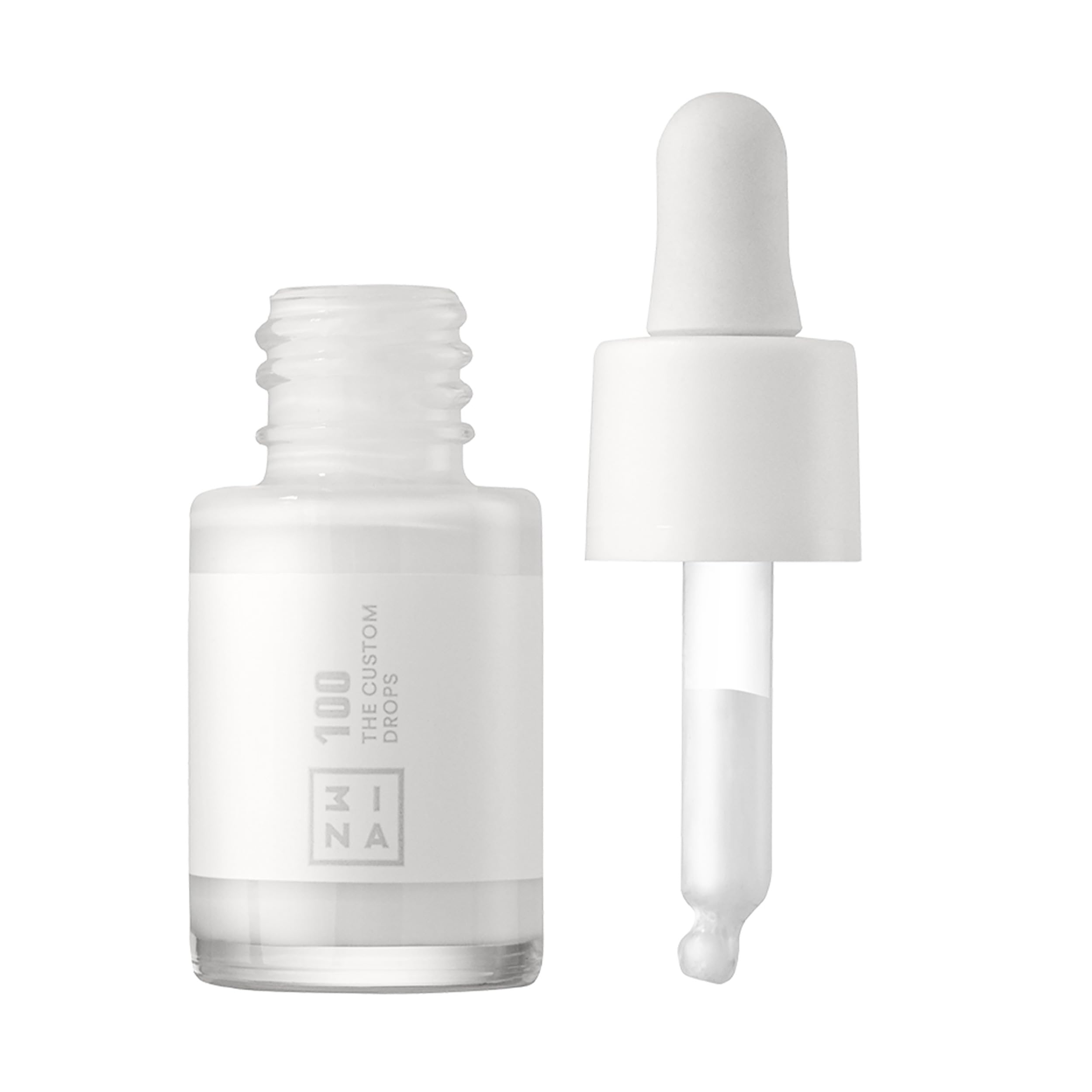 3INA MAKEUP - The Custom Drops 100 - White Foundation Drops Mixer to match Make-up Skin Tone - Long-lasting Formula - Mattifying Effect - Oil-free - Matte finish - Vegan - Cruelty Free