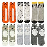 Qteland Toddler Knee High Socks Infant Stockings Tube Socks for baby 6-pack