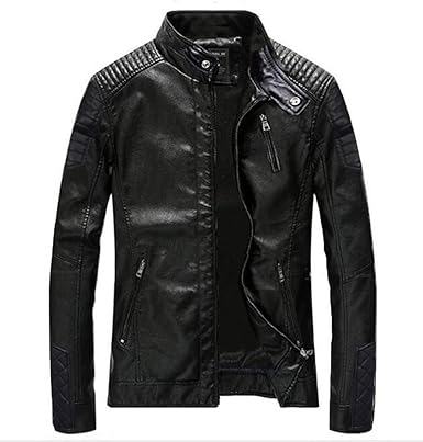 jaqueta couro masculina slim
