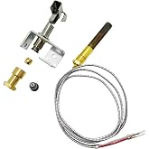MCAMPAS P6071450 Gas Floor Deep Fryer Pilot Burner Assembly | Pilot burner LP or Nat, 3 Way flame, 750mV Thermopile for Model 35C+ 45C+ 35 45