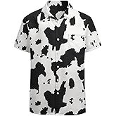 LEOPOM Men's Novelty Button Up Shirt Funky Short Sleeve Party Shirts Casual Hawaiian Beach Shirt