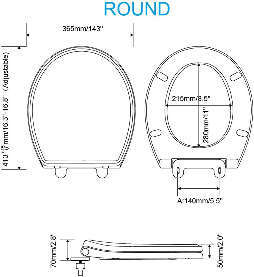 Round Almond/Bone Soft Closed Stable Metal Hinge Hibbent Premium One Click Round Toilet Seat