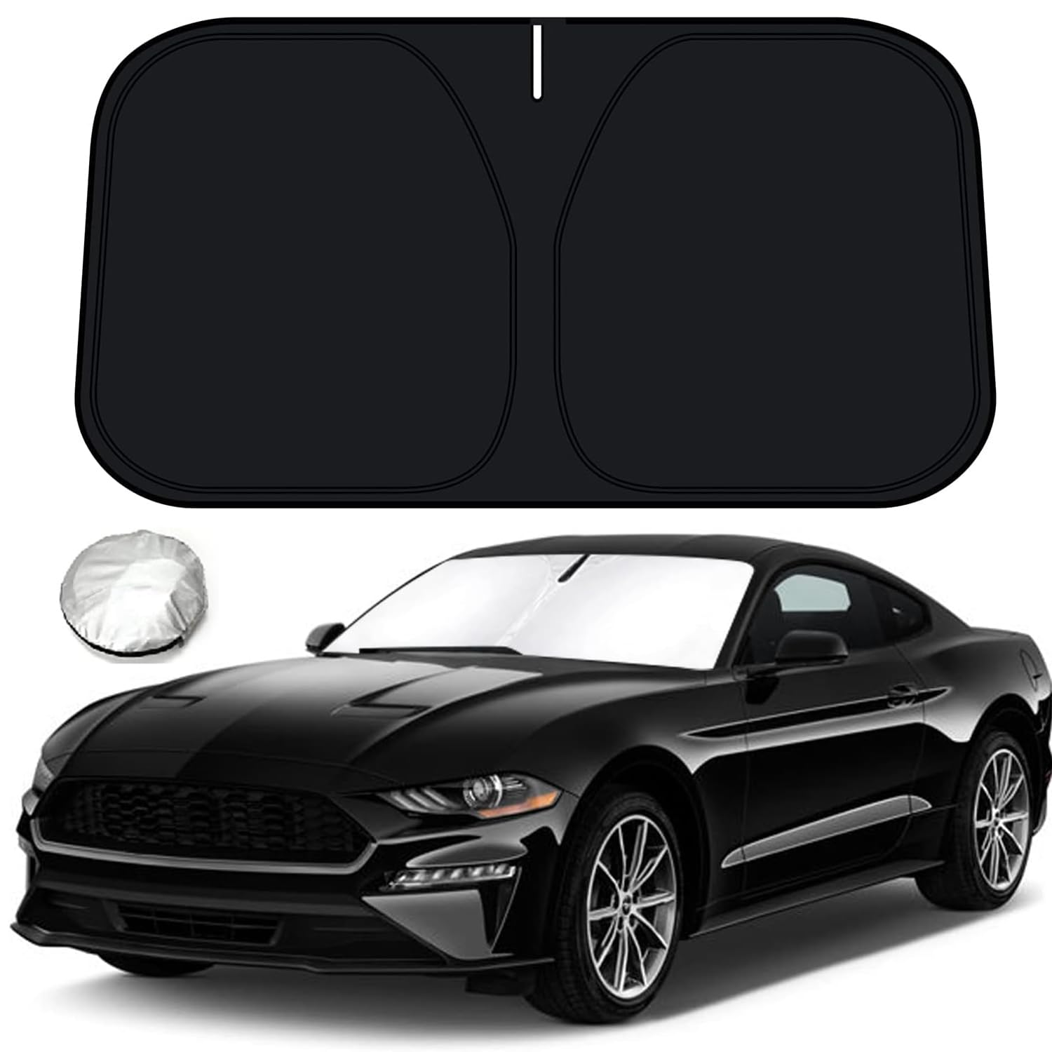 Photo 1 of Bestview Windshield Sun Shade for Ford Mustang 2015-2025: Front Window Shield Windshield Cover Sun Visor Protector Block UV Ray Heat Reflector, Foldable 3 Layers 210T Material