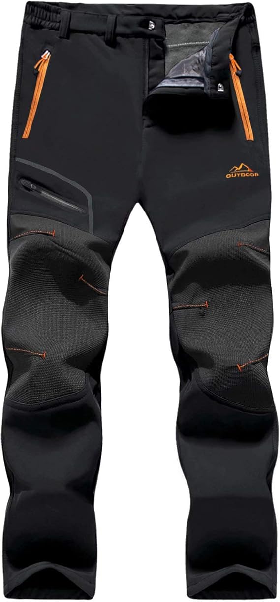 Men's Snow Ski Winter Pants Softshell 4 Zipper Pockets