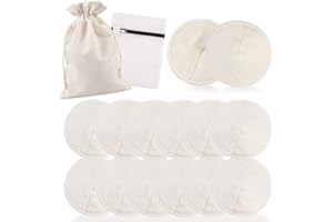PHOGARY 12 PCS Washable Bamboo Nursing Pads, Reusable Organic Breast Pads with Laundry Bag and Storage Bag, Soft & Super Absorbent - Perfect Baby Shower