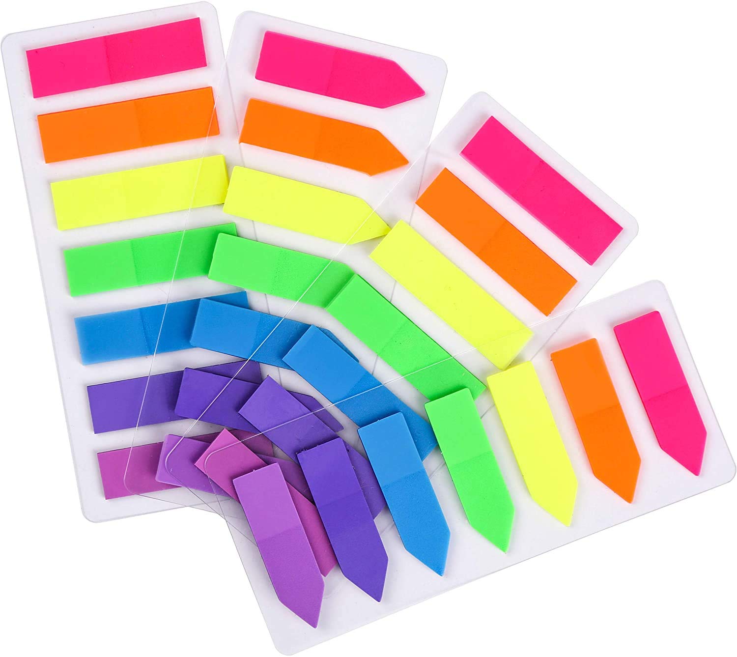 JASLY 4 Sets Neon Page Markers Colored Index Tabs, Fluorescent Sticky Note for Page Marker, 560pcs (560)