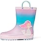 K KomForme Kids Girl Boy Rain Boots, Waterproof Rubber Printed with Handles