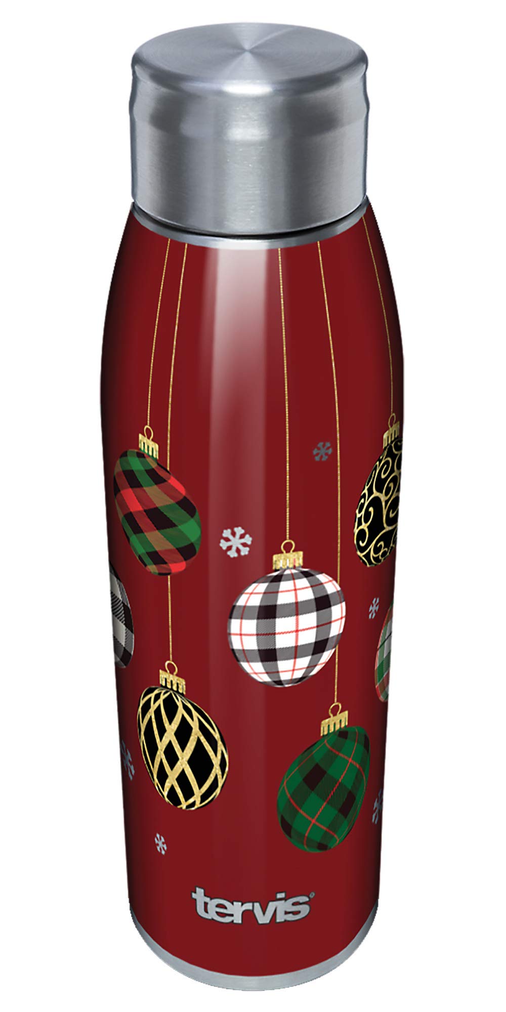 Tervis Triple Walled Christmas Holiday Ornaments Insulated Tumbler Cup Keeps Drinks Cold & Hot, 17oz Water Bottle, Stainless Steel