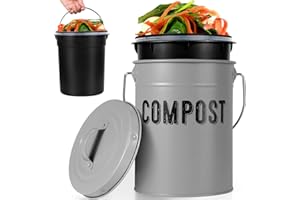 DURMMUR Compost Bin Kitchen Counter, Indoor Compost Bin, Includes Inner Bucket with Sealed Ring Compost Pail, Countertop Compost Bin with Lid, Compost Bucket Compost Container, 1.0 Gallon
