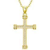 KQ&TTENG 14K Gold Cross Necklaces for Women Dainty Cross Necklace Faith Pendant Jewelry Gifts, 18"+2" Chain