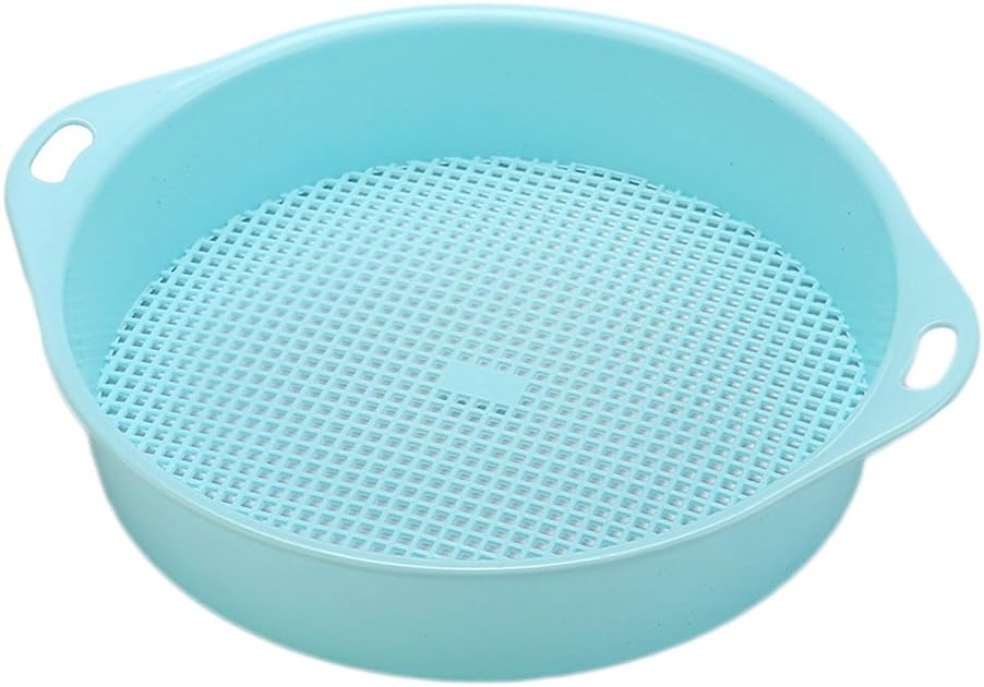 OUNONA Garden Sieve Plastic Soil Sieve Garden Hand Tool Riddle Soil Mesh (Blue)