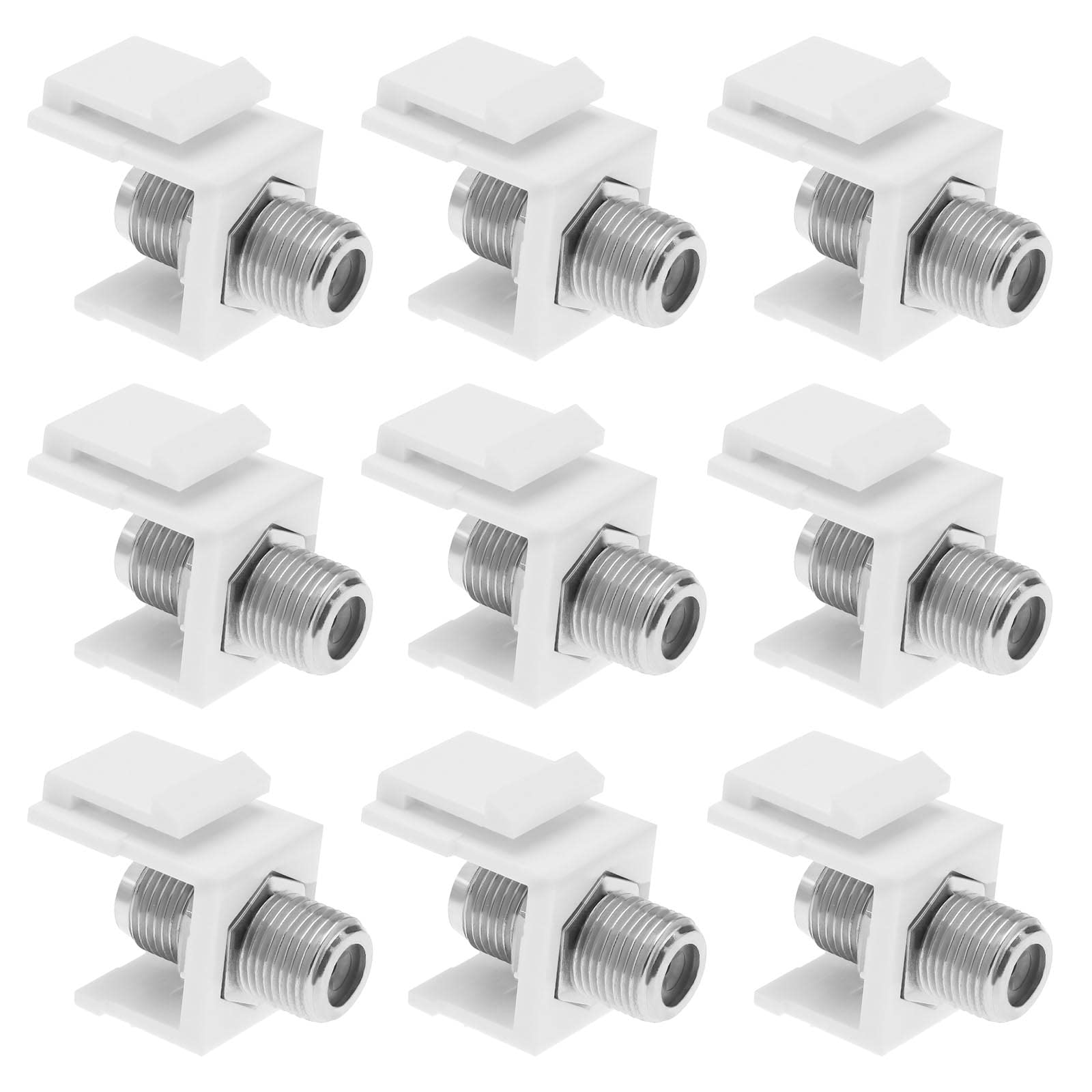 YINETTECH 20PCS Snap-In Keystone Modules Jack F-Type Female to Female Connector Patch Panel Patch Bay Keystone Jacks for DVB-S DVB-S2 F-Type Coaxial Cable