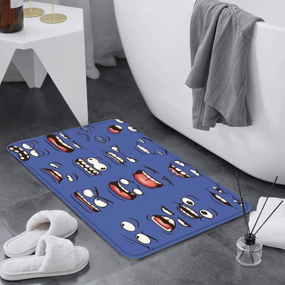 Alfombra de Baño Antideslizante 60x100 cm,Emoji, Smiley Sorprendido