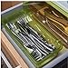 AIYoo Flatware Tray Organizer Kitchen Utensil Holder With Lid And Drainer Flatware Chests - Plastic Kitchen Cutlery Drawer Organizer Storage Container - Dust-proof Silverware Trays Pink